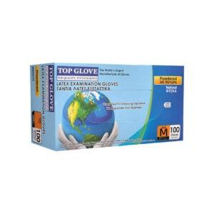 Γάντια latex MEDIUM με πούδρα TOP GLOVE – 100 TMX