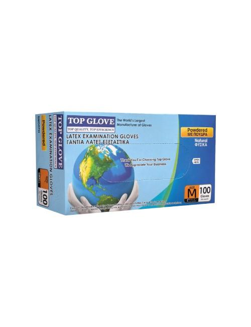 Γάντια latex MEDIUM με πούδρα TOP GLOVE – 100 TMX