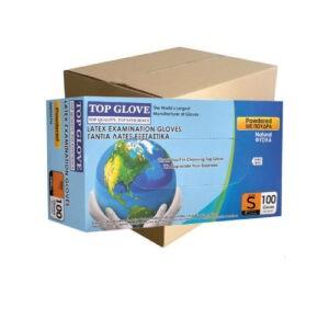 Γάντια latex SMALL με πούδρα TOP GLOVE – 1000 TMX