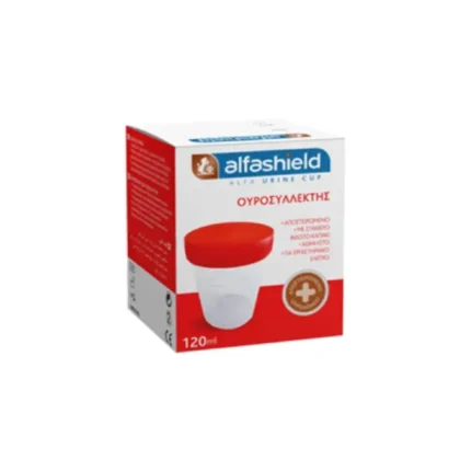 Δοχείο συλλογής ούρων Alfashield 120ml, ασφαλές και πρακτικό για ιατρικές εξετάσεις. Διαθέσιμο στο meditone.gr, το αξιόπιστο κατάστημα ιατρικού εξοπλισμού.