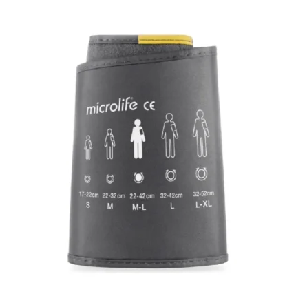 Μαλακή περιχειρίδα της Microlife σε μέγεθος L (32‑42 cm). Κατασεκυασμένη από υποαλλεργικά υλικά, με σωστό κλείσιμο Velcro για άνετη και σταθερή μέτρηση πίεσης. Κατάλληλη για καθημερινή χρήση σε ιατρεία ή σπίτι. meditone, ιατρικά είδη, Πάτρα.