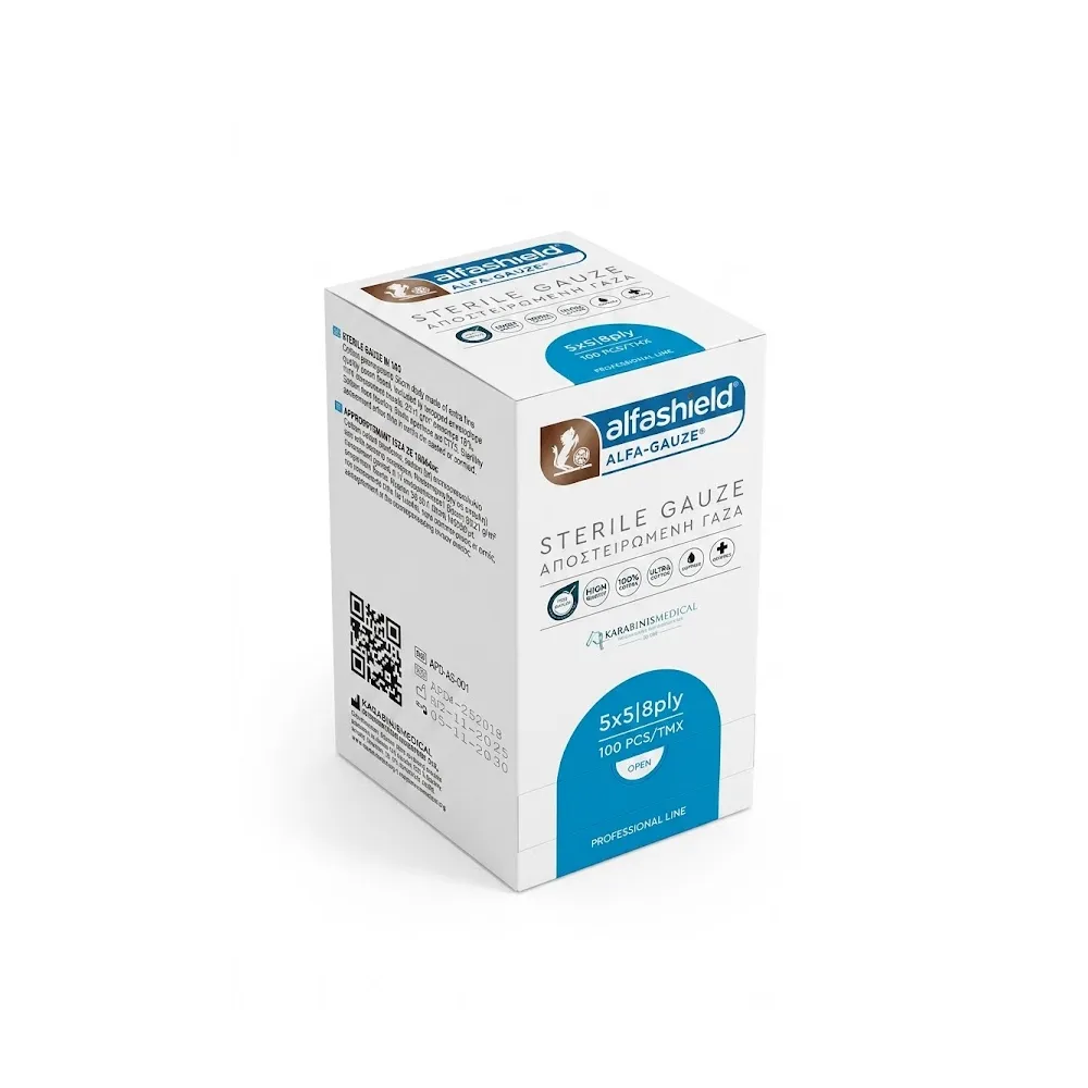 alfashield-pack-aposteiromenes-gazes-5-x-5cm-100-temch Alfashield Pack Πακέτο αποστειρωμένων γαζών 100 τεμαχίων σε διάσταση 5 επι 5 εκατοστά - 8 αναδιπλώσεων.