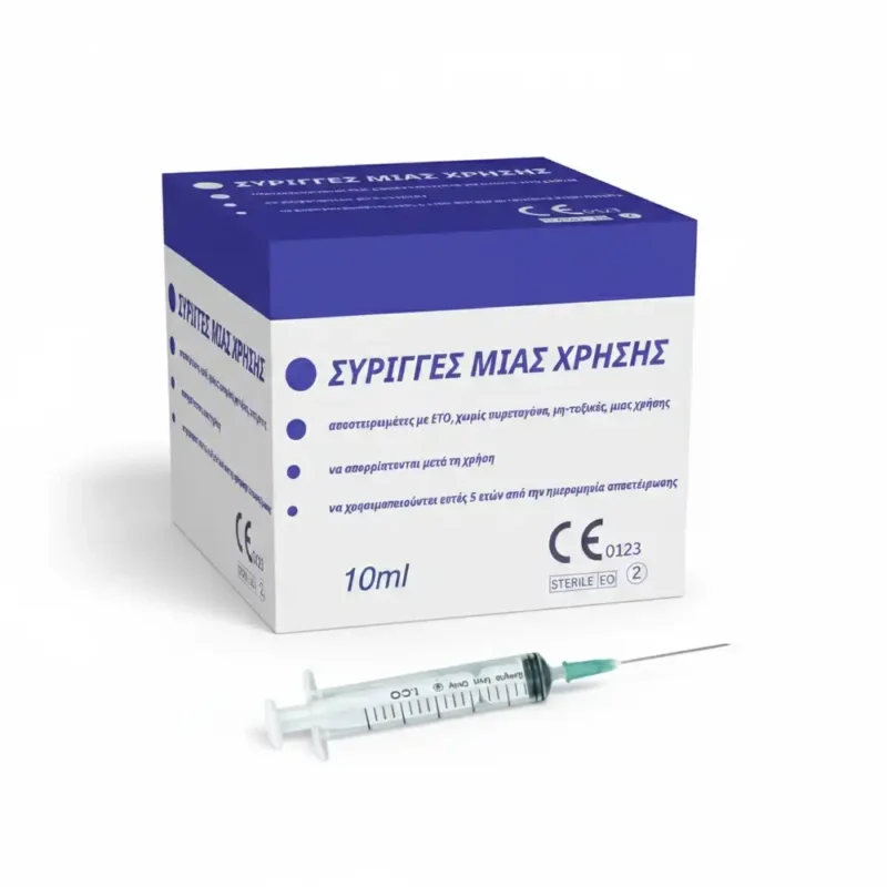 Σύριγγες 10ml Kanghua 3 μερών με βελόνα 21G πράσινη κουτί 100 τεμαχίων