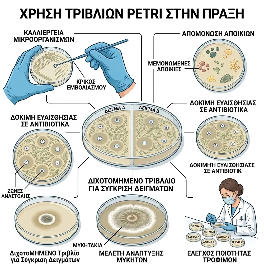 trivlia-petri-plastika-9cm-dixotomimena Χρήσεις των διχοτομημένων τριβλίων Petri 9cm