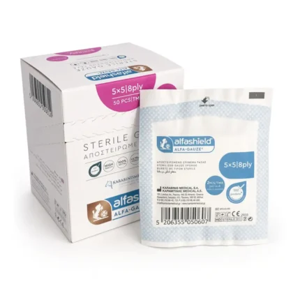 Αποστειρωμένες γάζες Alfashield ALFA GAUZE 5x5cm 8ply συσκευασία 50 τεμαχίων